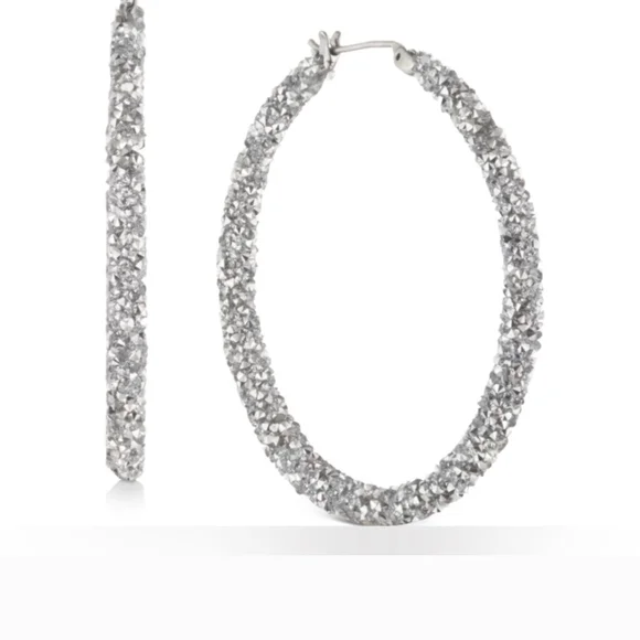 NWT Karl Lagerfeld Silver Hoop Earrings - Picture 2 of 2